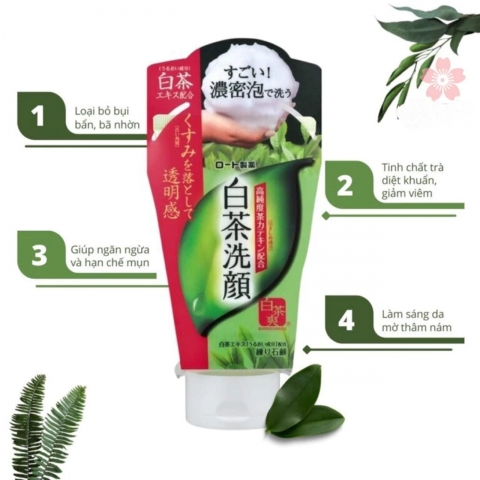 Sửa rửa mặt trà xanh Rohto - - Sữa rửa mặt trà xanh Nhật Bản Rohto Shirochasou Green Tea Foam cho da dầu/ mụn