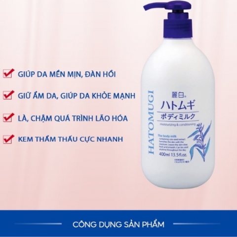 Sữa Dưỡng Thể Trắng Da Ban đêm HATOMUGI 400ml- Kem dưỡng Trắng Da hạt ý Dĩ