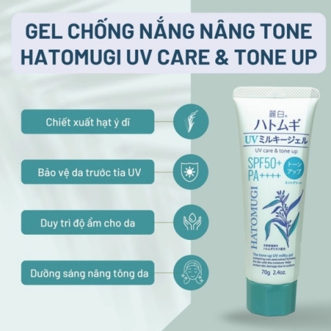 Kem chống nắng Hatomugi SPF 50 PA+++ 80ml- Kem chống nắng ý dĩ