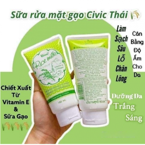 Sữa rửa mặt gạo Thái lan - sữa rữa mặt Civic Rice milk (freship)
