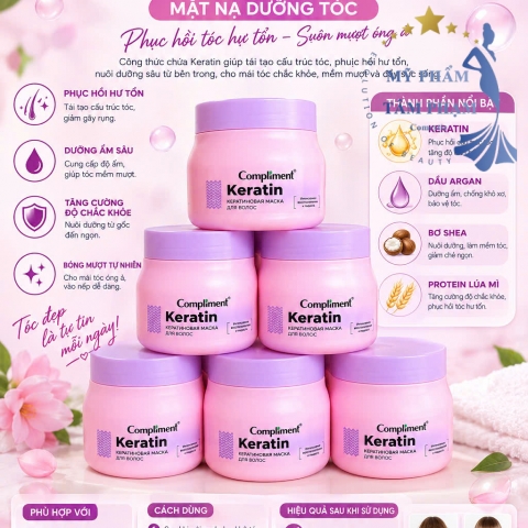 Kem ủ phục hồi tóc mềm mượt Compliment Keratin 400ml Nga