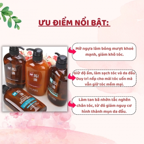 Dầu gội- Dầu xả chiết xuất mỡ ngựa Horse Oil 600ml - Hàng Nhật nội địa