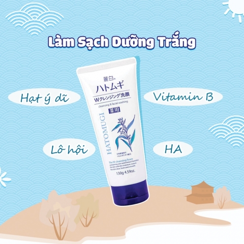 Sữa Rữa mặt Trắng Sáng Da Hatomugi 130g- Sữa Rữa Mặt Hạt ý Dĩ