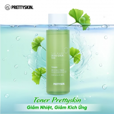Nước Hoa Hồng Rau Má, Toner Chiết Xuất Rau Má Prettyskin Hàn Quốc The Pure Jeju Cica Toner