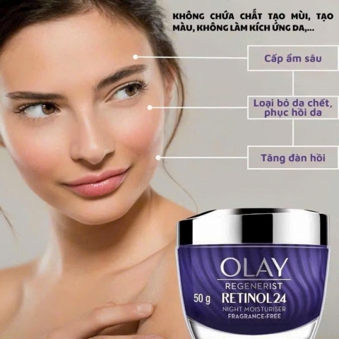 Kem Dưỡng Ban Đêm + Serum Thúc Đẩy Tái Tạo Da, Mờ Nếp Nhăn OLAY REGENERIST Chiết Xuất RETINOL 50G + 30ML