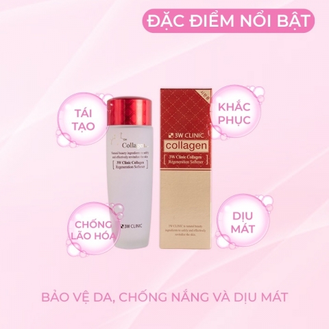 Nước hoa hồng collagen 3w Hàn Quốc chống lão hóa giúp da săn chắc