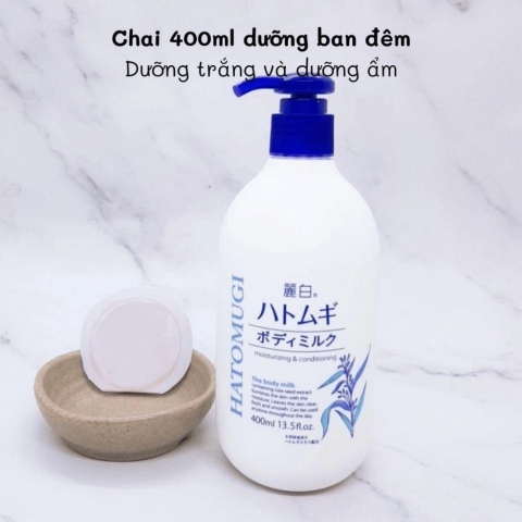 Sữa Dưỡng Thể Trắng Da Ban đêm HATOMUGI 400ml- Kem dưỡng Trắng Da hạt ý Dĩ