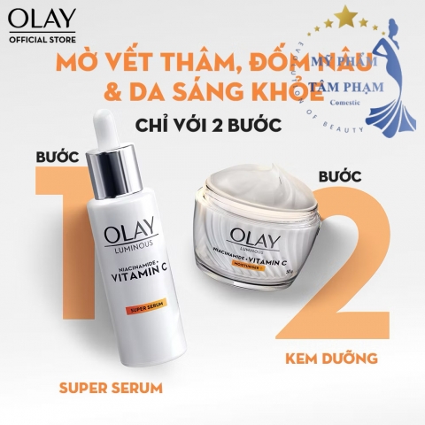 Kem Dưỡng & Serum Olay Luminous Niacinamide + Vitamin C Mờ Vết Thâm, Đốm Nâu, Dưỡng Sáng Da 50g