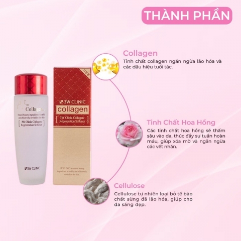 Nước hoa hồng collagen 3w Hàn Quốc chống lão hóa giúp da săn chắc